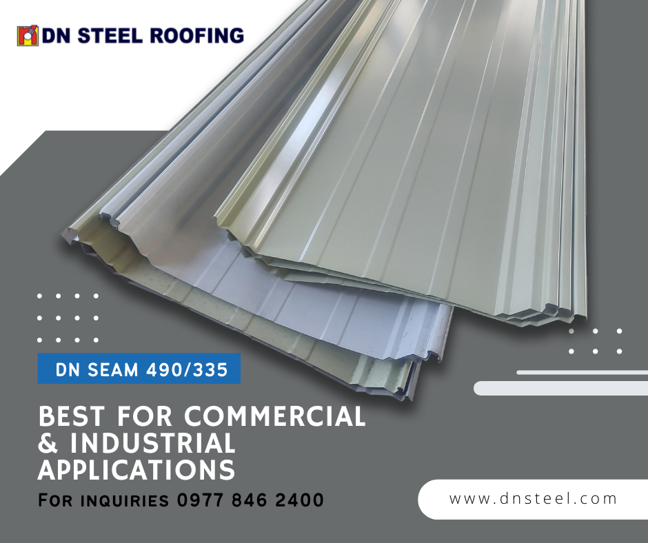 DN Seam 490/335 profile is best recommended for more than 50 mts roof length and Slope even at 3 degree. 