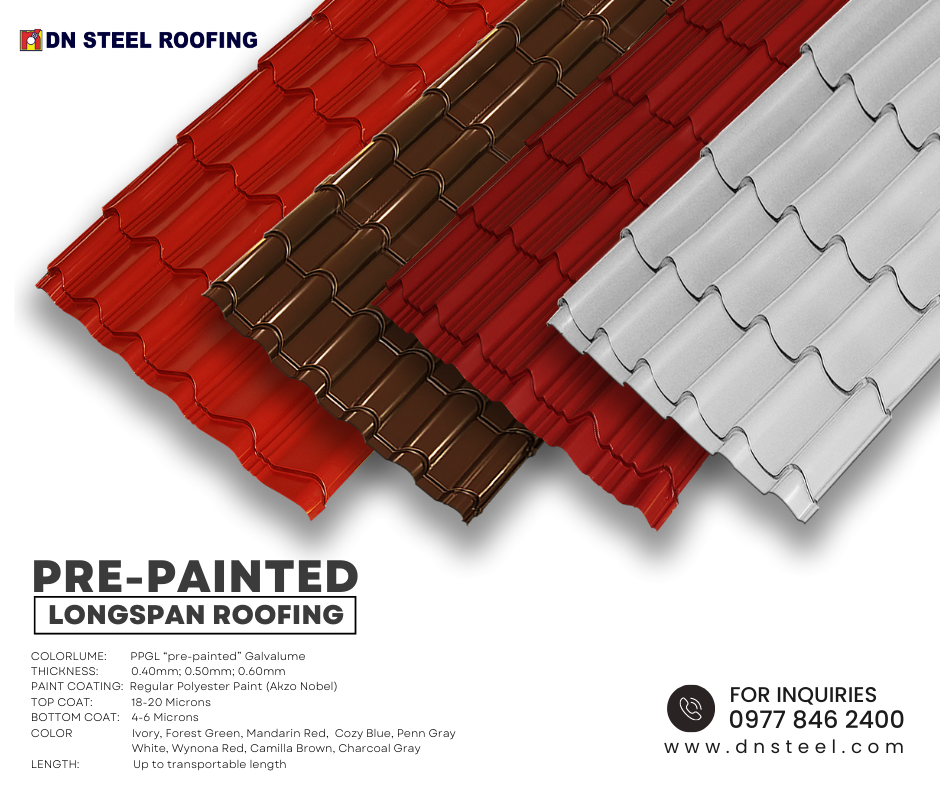 DN Steel’s tile roofs are best recommended for residential, multi-purpose halls and of similar applications. It has four elegant designs, comes in different colors that may suit every client's need.