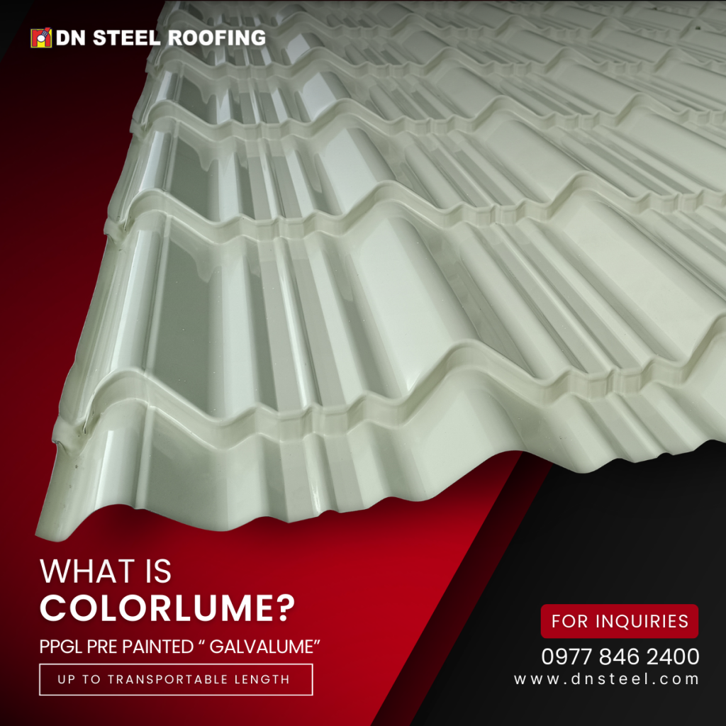 What is Colorlume? COLORLUME is prepainted CLEANLUME. The top coat is 18-20 microns polyester paint and the undercoat is 5-8 microns. This coating combines the superior corrosion resistance of aluminum with the cutting-edge protection of zinc, plus the added protection and elegance of a polyester paint coating. To know more about our products and services, kindly call us at 0977 846 2400. 