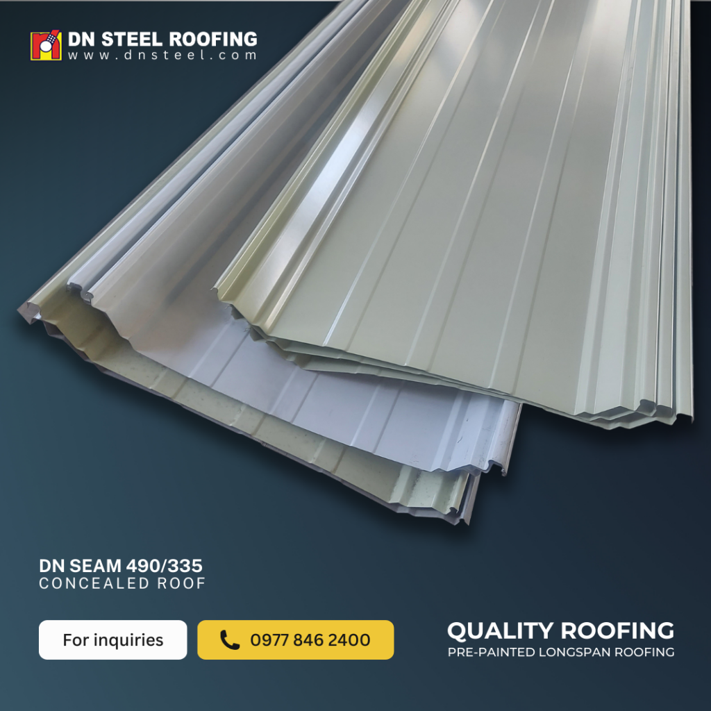 DN Steel introduces the DN Seam 450, one of its newest profiles. It is designed for low slope or almost flat roofing with panel lengths more than 30 meters. To know more about our products and services, give us a call at 0977 846 2400.
